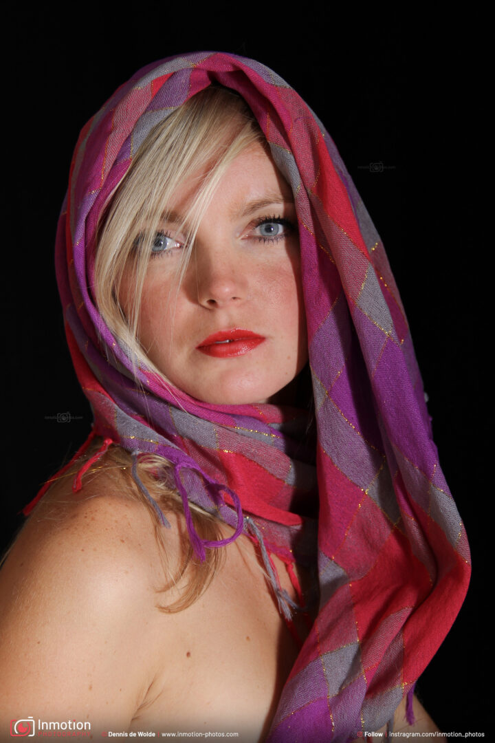 Portrait Photo Marloes With Colorful Cloth Around Head