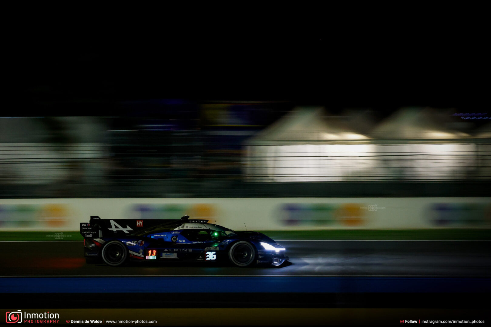 Alpine A424 Hypercar Lemans Night Panning Speed