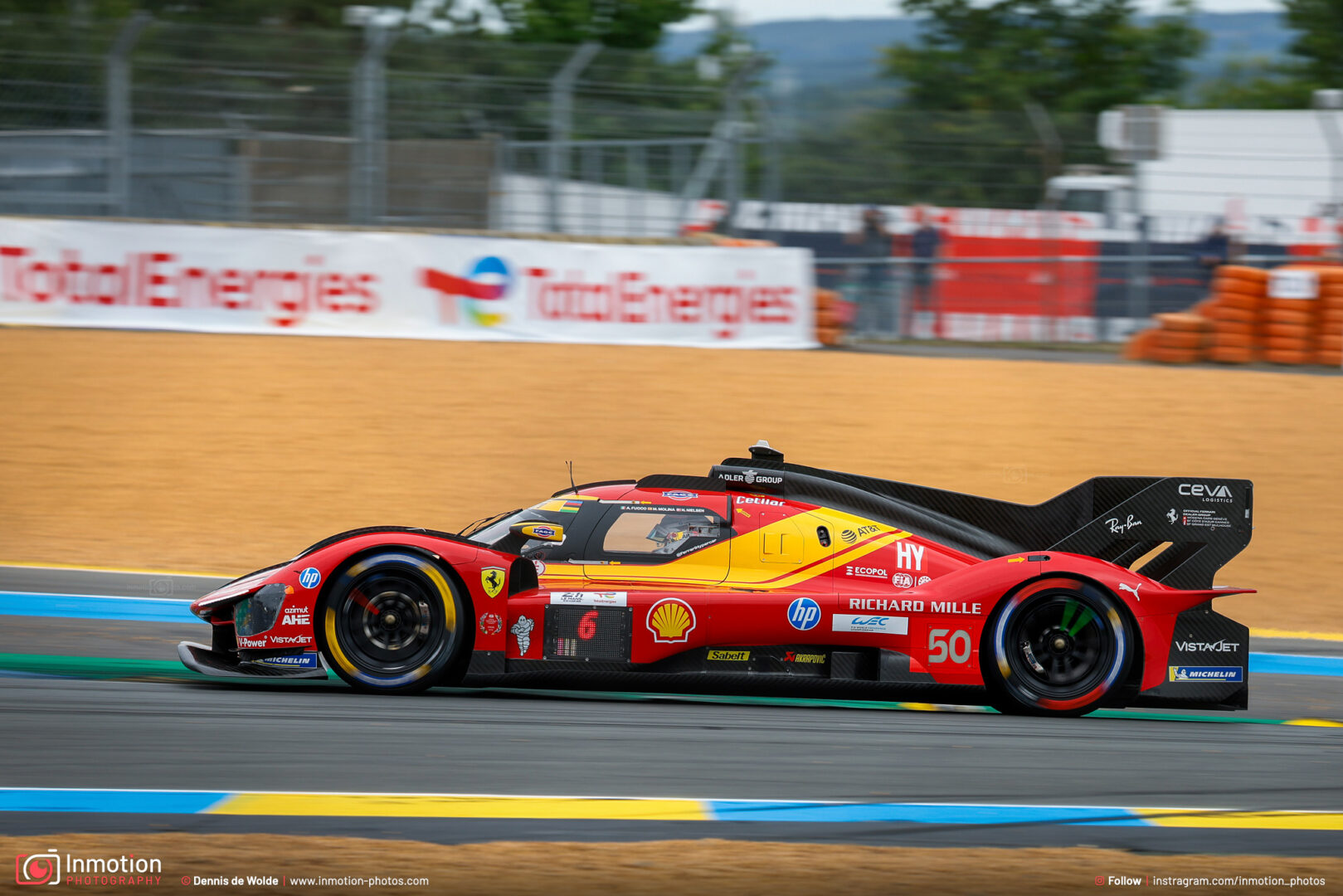 Antonio Fuoco Ferrari 499p Hypercar Panning Sunrise Dunlop Curves Lemans