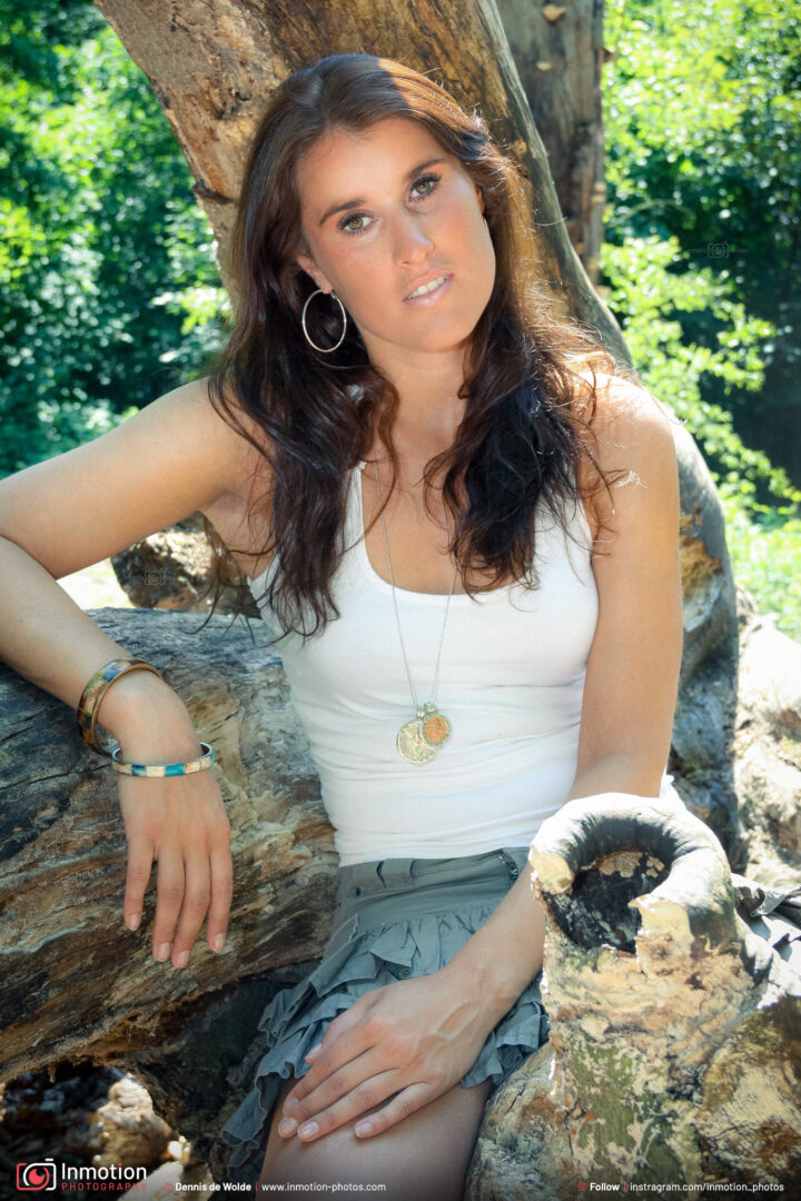 Fleur B Outdoor Posing Sitting On Tree