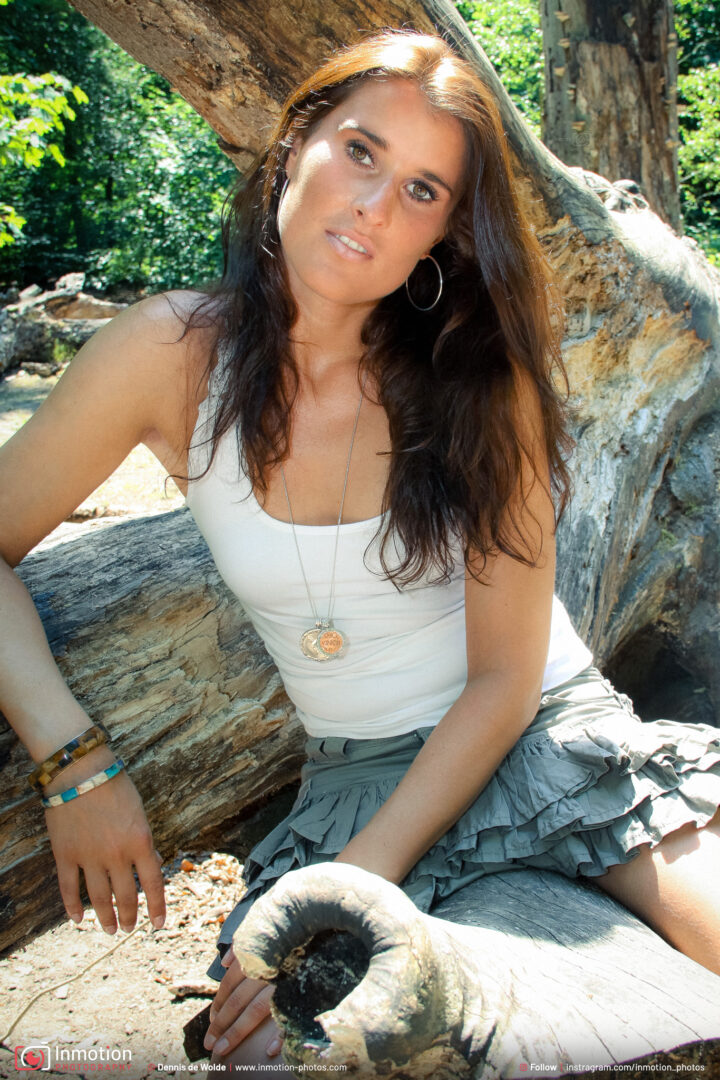Fleur B Posing Outdoor Sitting On Tree